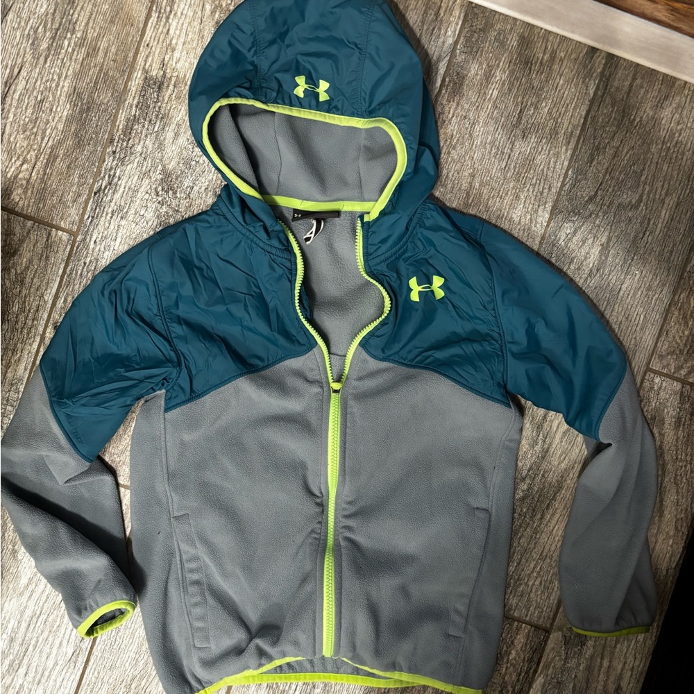 Under Armour Teal and Gray Jacket with Neon Highlights